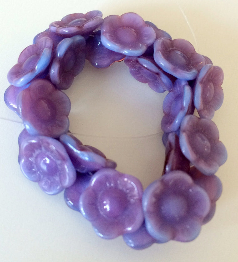 Flower button beads - Baby Blue Fuchsia