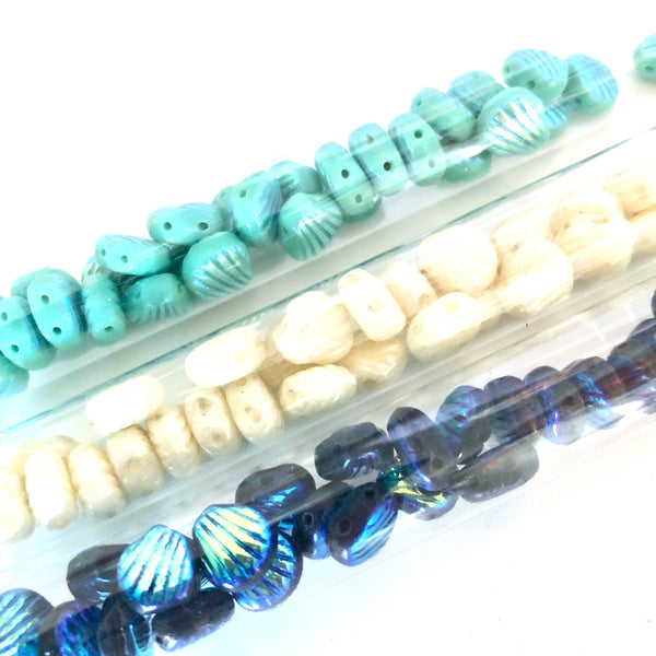Shelly Shell Beads - Chalk White Shimmer - Island Cove Beads & Gallery