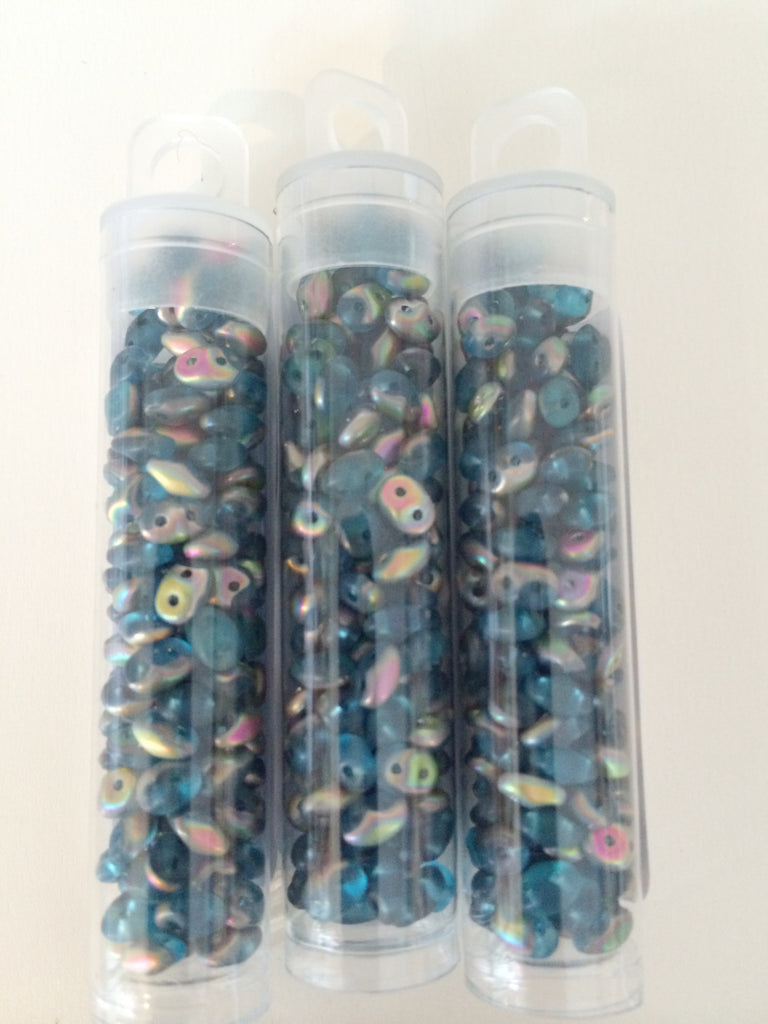 SuperDuo beads - Aquamarine Vitrail Matte