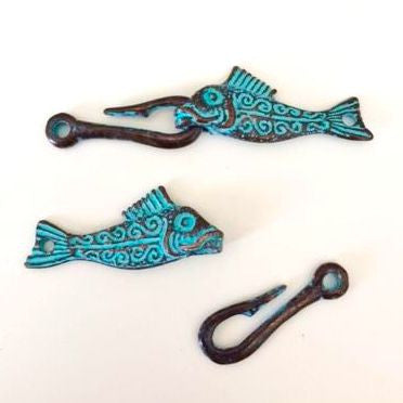 Fish Hook Clasp - patina finish Fish Hook Clasp - patina finish
