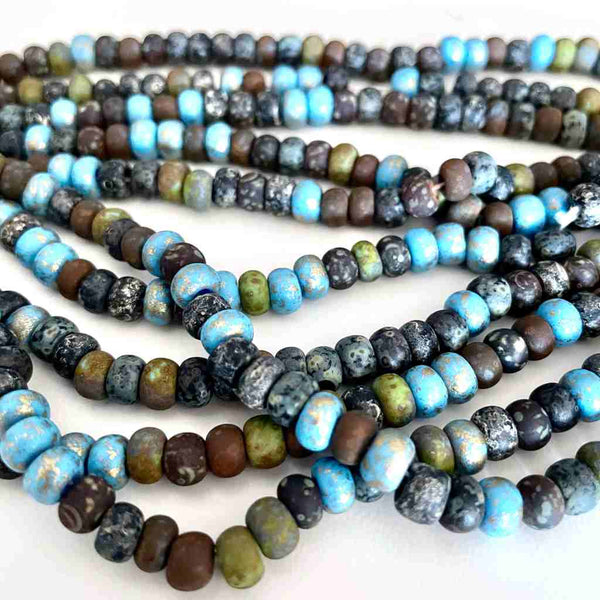 Aged Picasso seed beads - Aged Matted Nyx Gold Silver Picasso Mix 2/0 ...