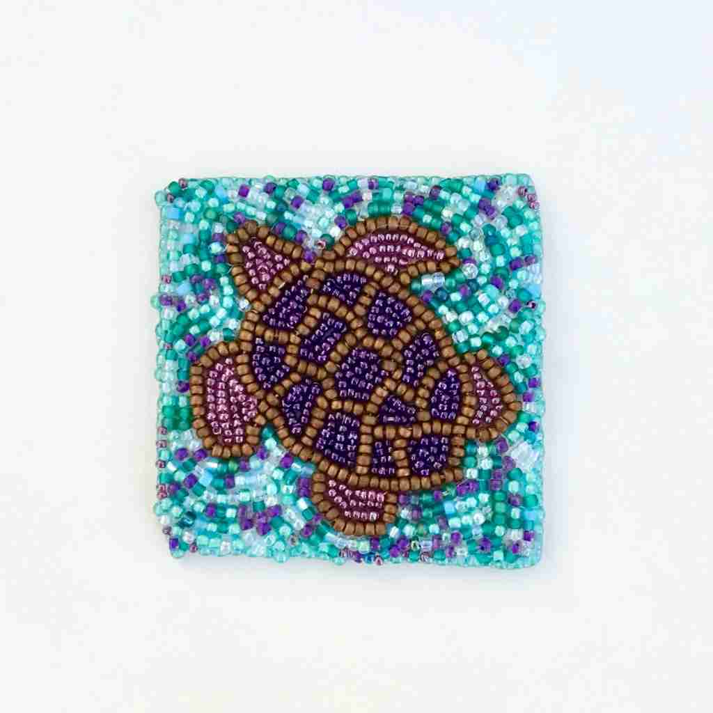 turtle picture made with stitched seed beads