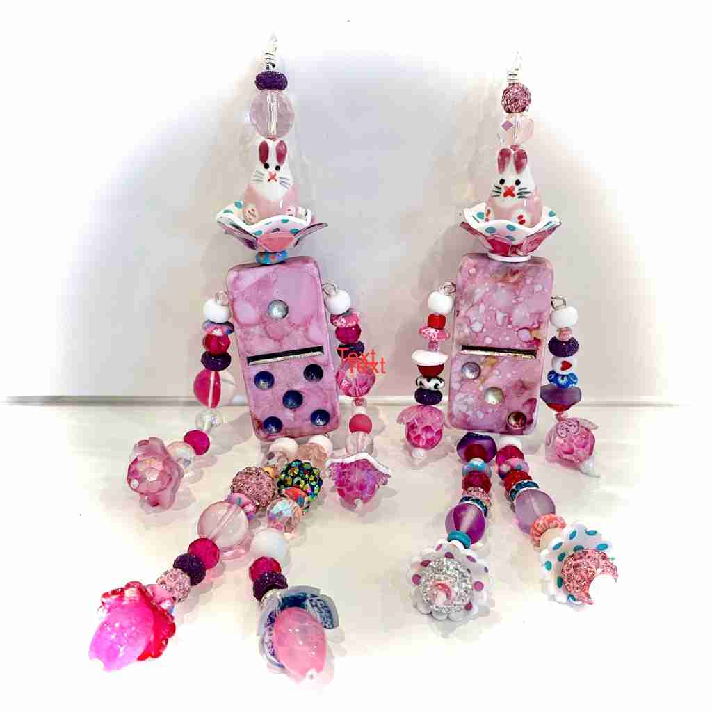 Easter Bunny Domino Doll with Beads and Shrinkets