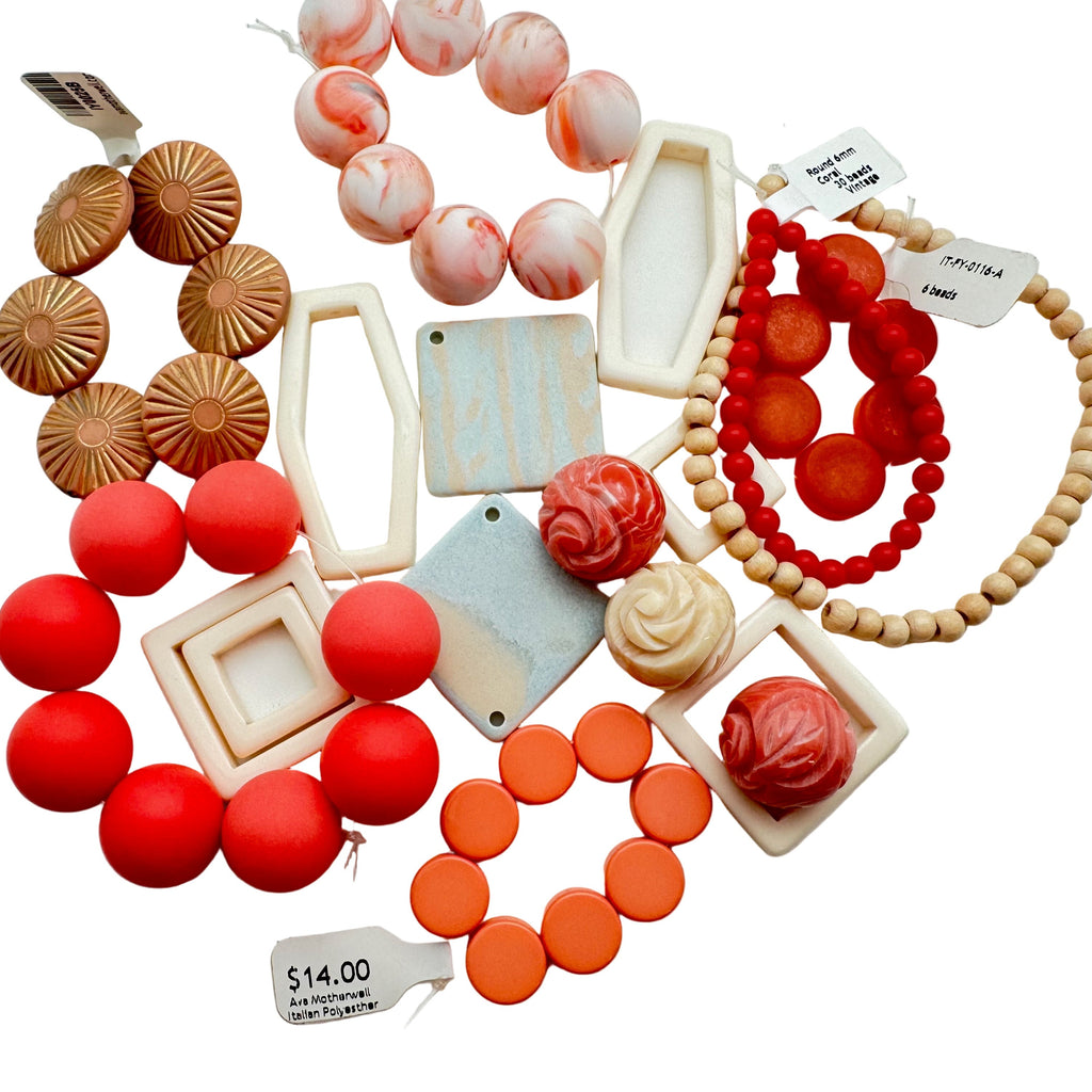 Colorful beads on a white background