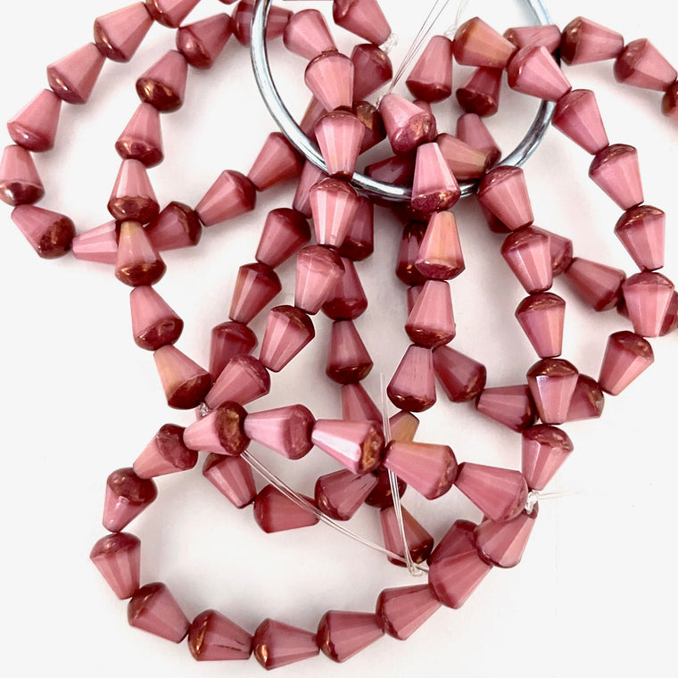 2 shades of pink, faceted cone