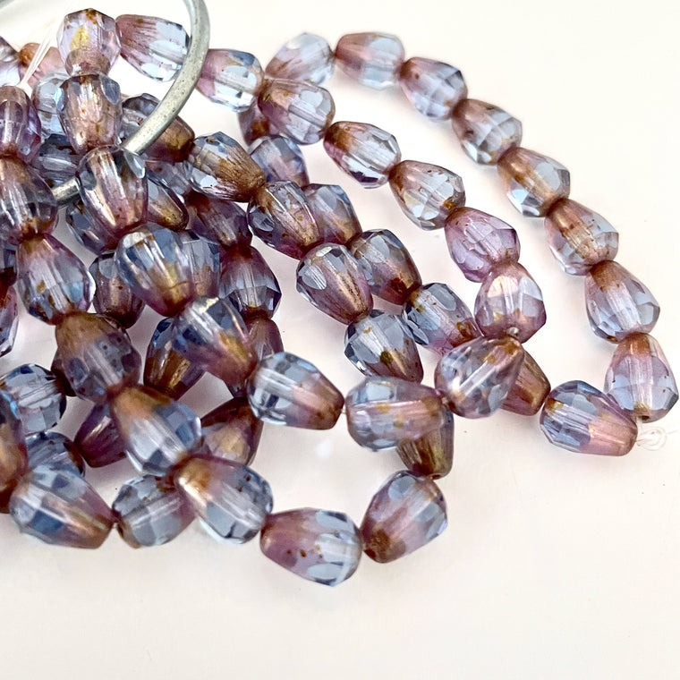 Faceted Drop Beads Tanzanite Bronze Wash