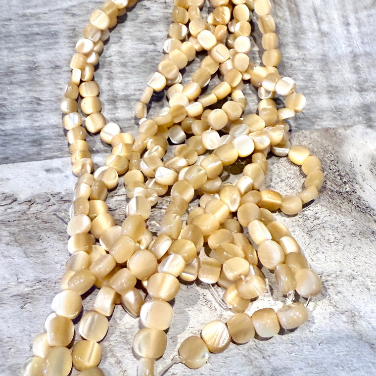Mother of Pearl Shell Bead Disc Beige
