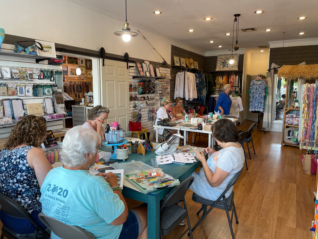 beading group meeting to work on projects
