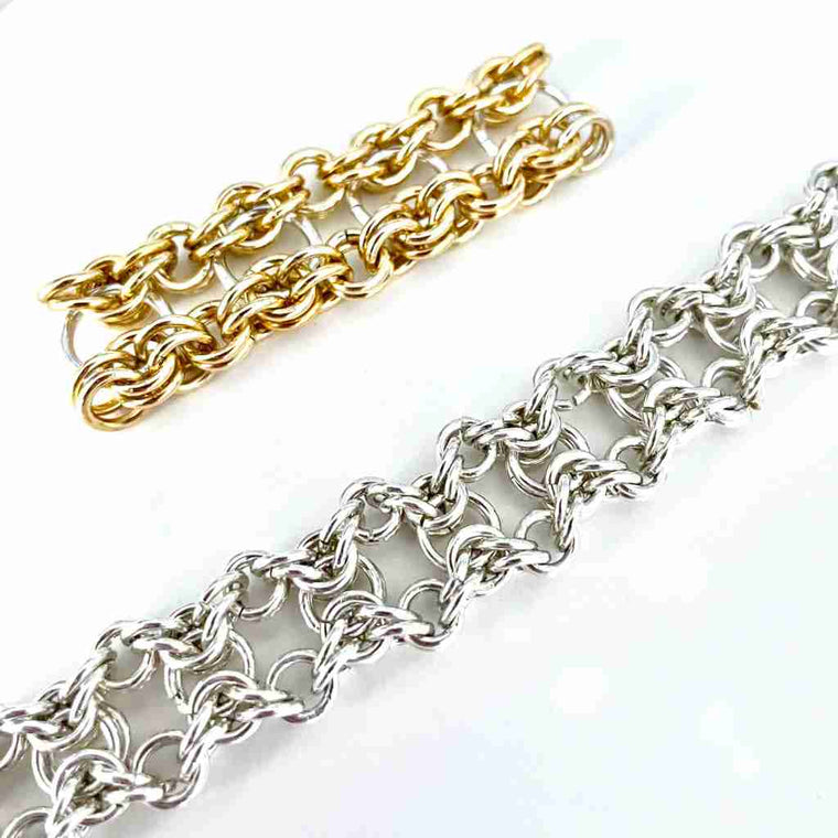 gold and silver version of chain maille bracelet