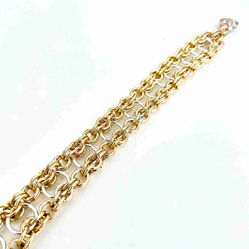 two tone gold and silver olivia pattern chain maille bracelet/Island Cove Beads & Gallery