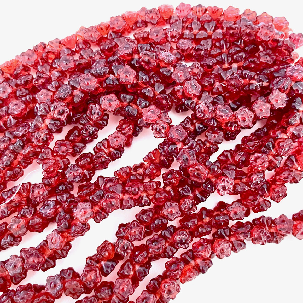 Button-Style Flower Beads - Garnet