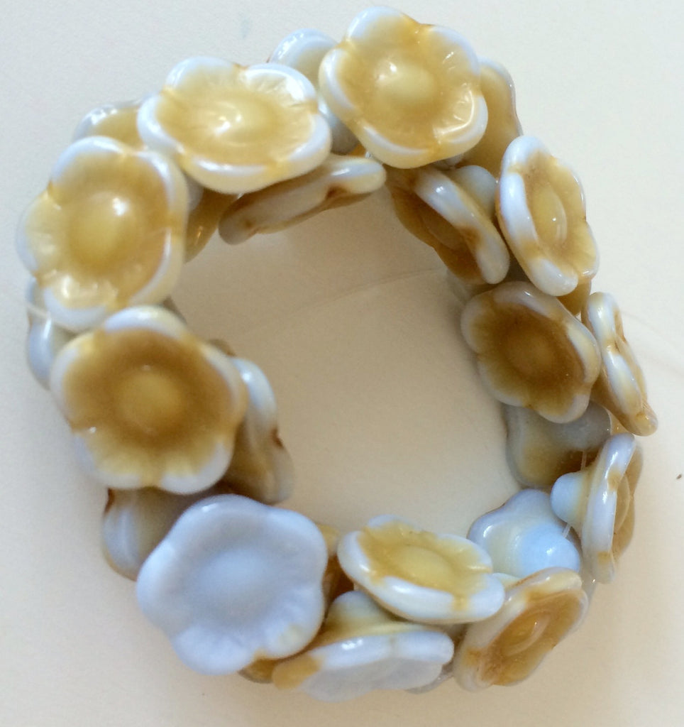 Flower button beads - Amber Blue