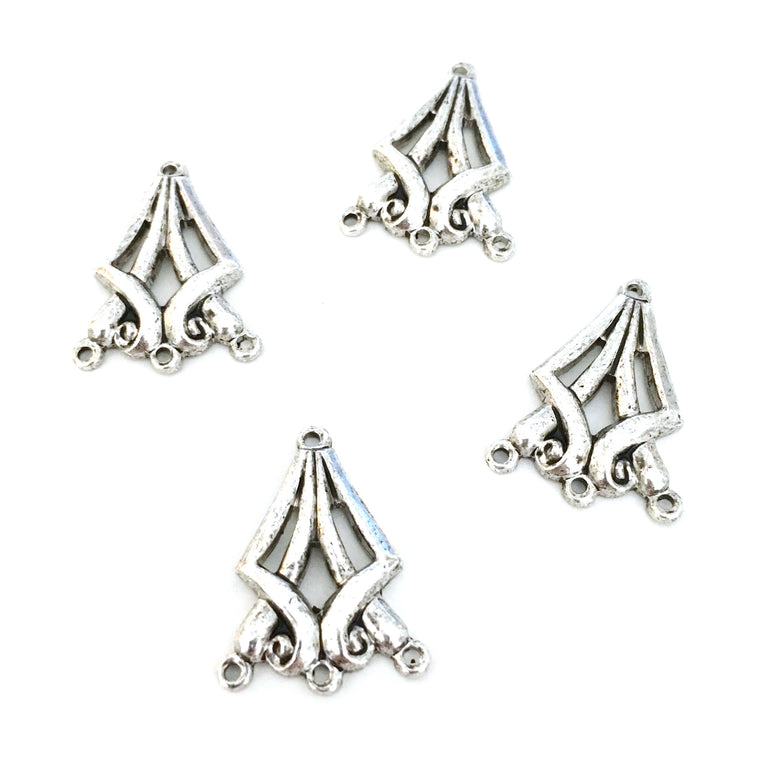 antique silver diamond triple chandelier charms