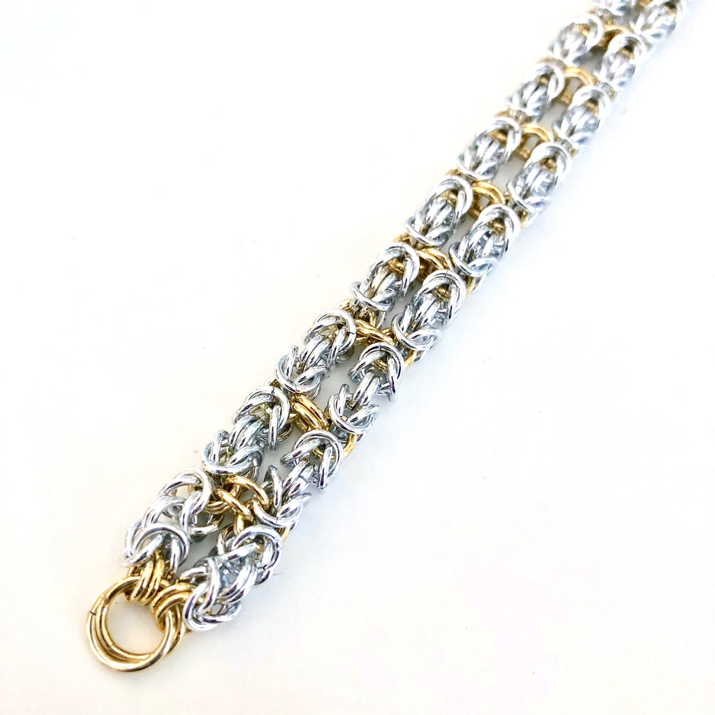 Two-Tone Double Byzantine Chain Maille Bracelet Kit