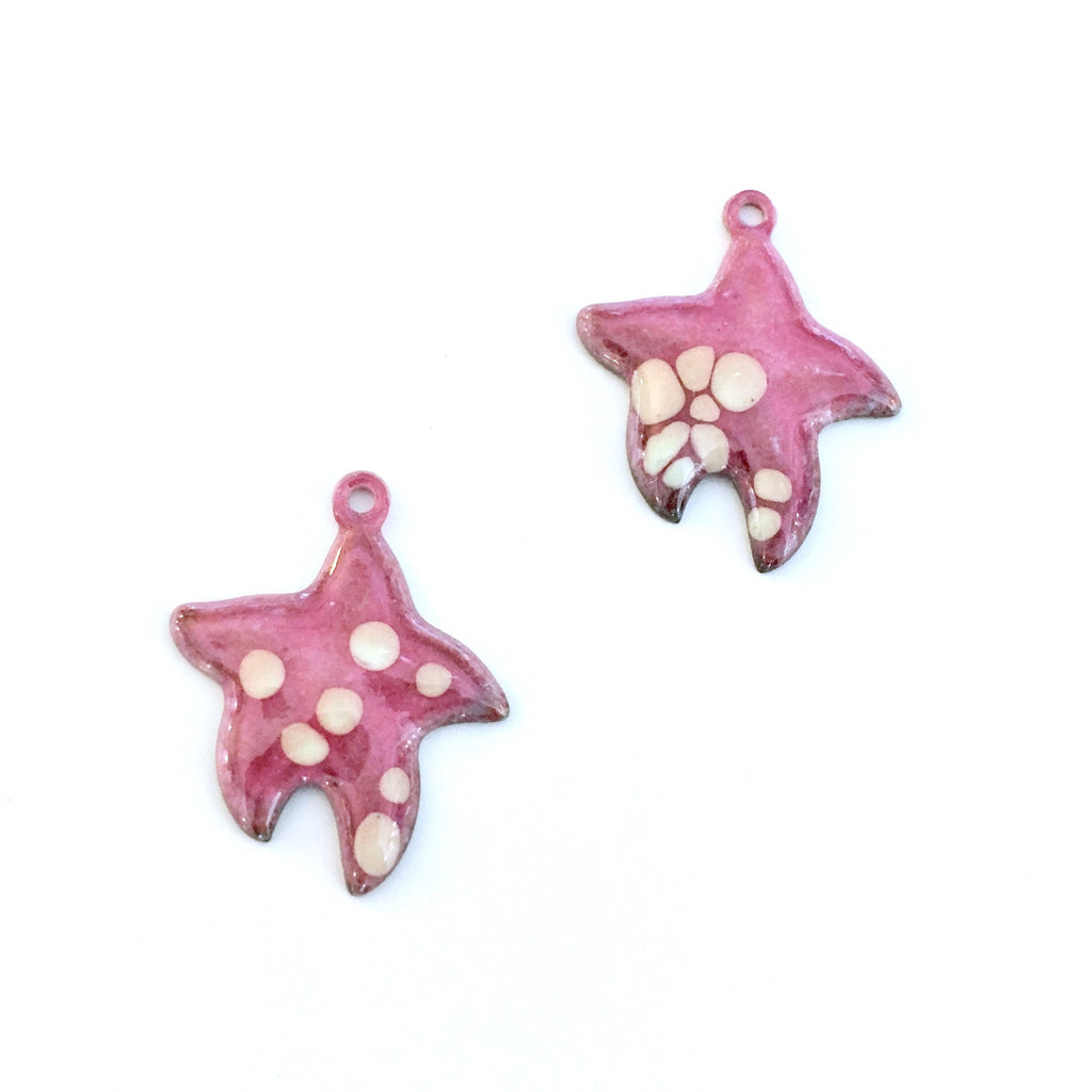 pink enamel starfish charms