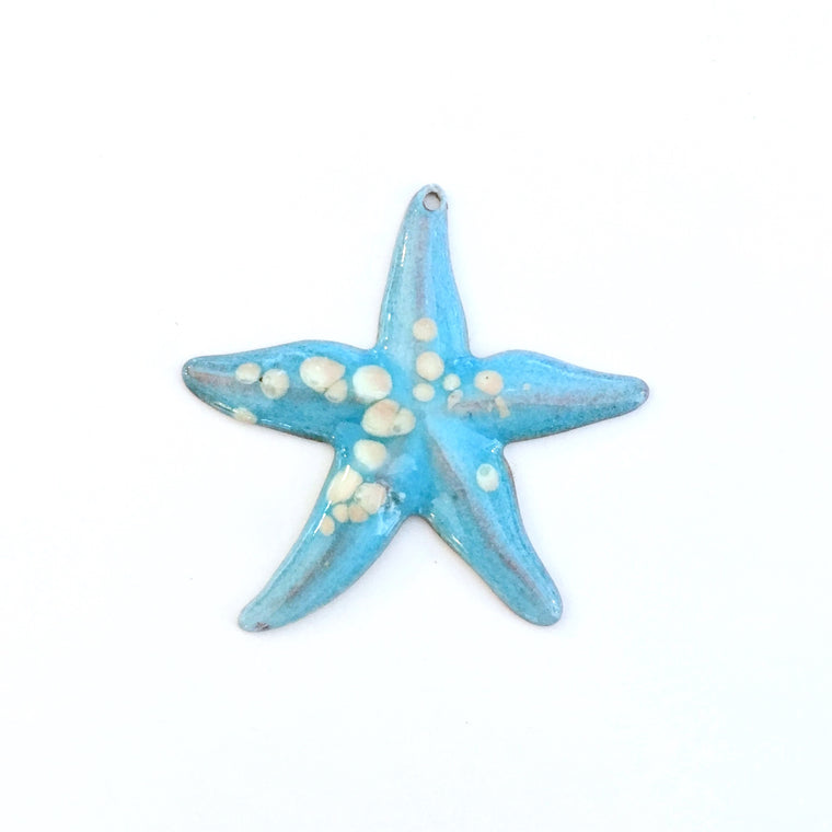 turquoise starfish enamel charm