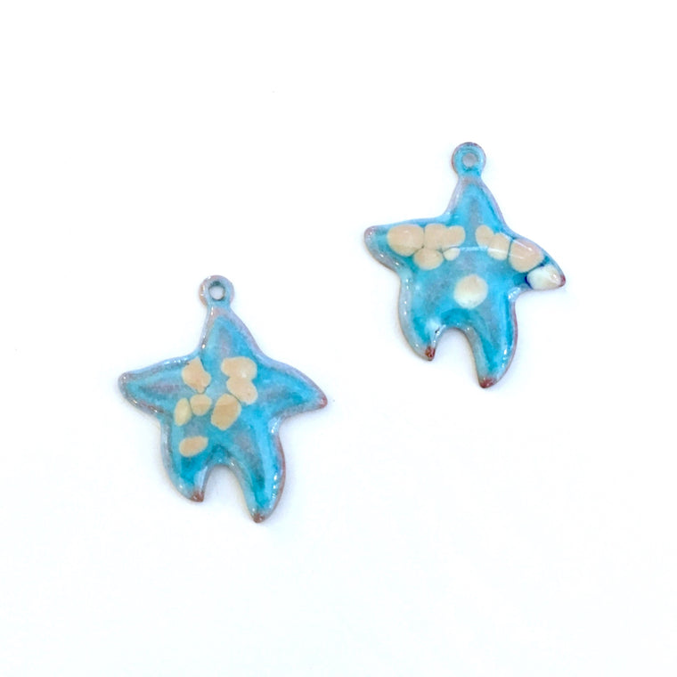 turquoise starfish enamel charms