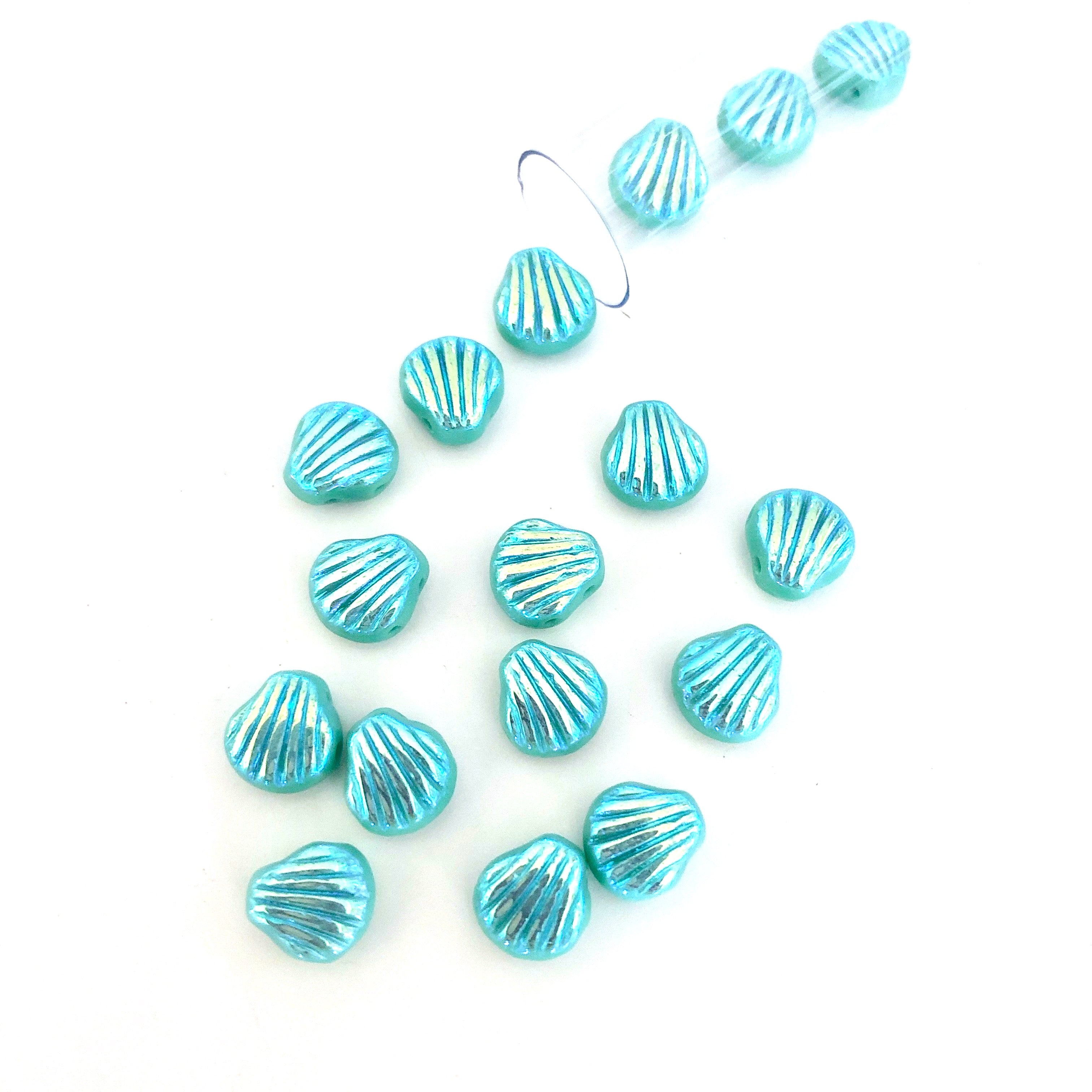 Shelly Shell Beads - Chalk White Shimmer - Island Cove Beads & Gallery