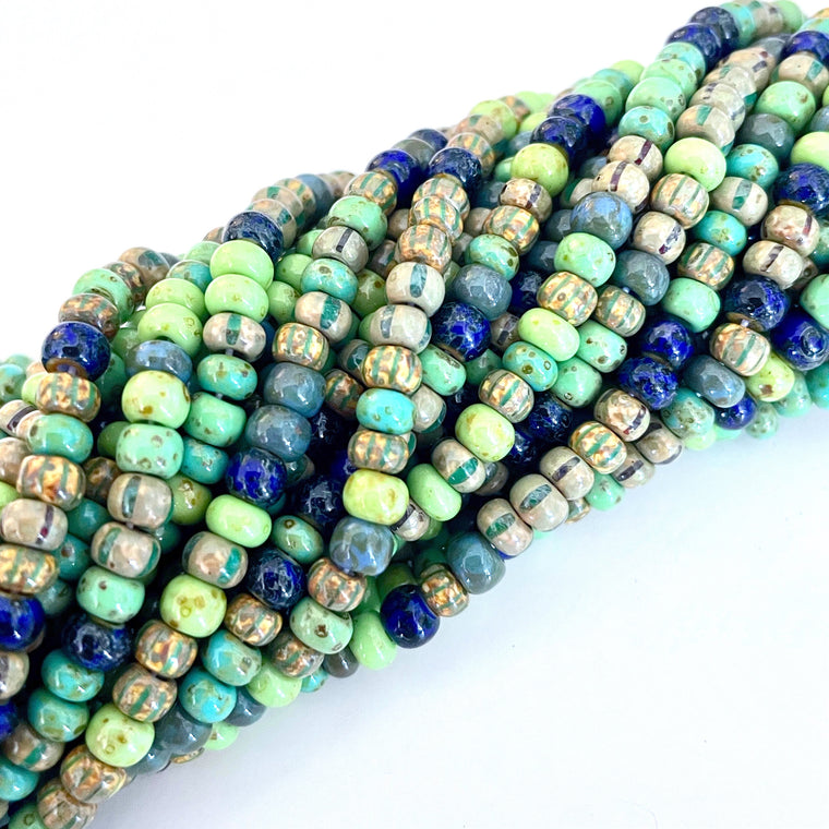 Aged Picasso Seed Beads - Rain Forest Striped Mix 5/0