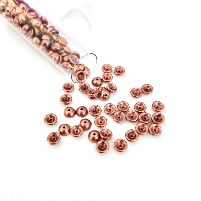 teacup beads - matte metallic bronze copper