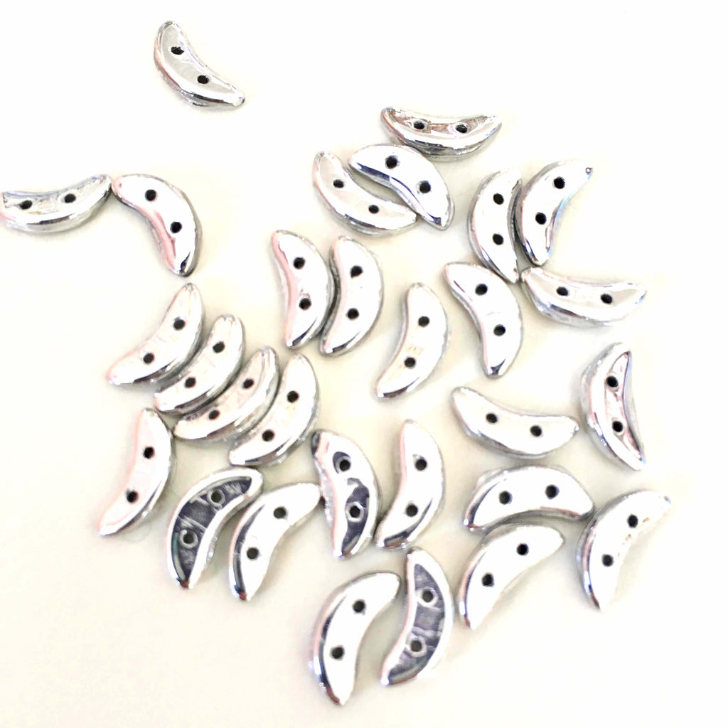 Crescent beads - Silver