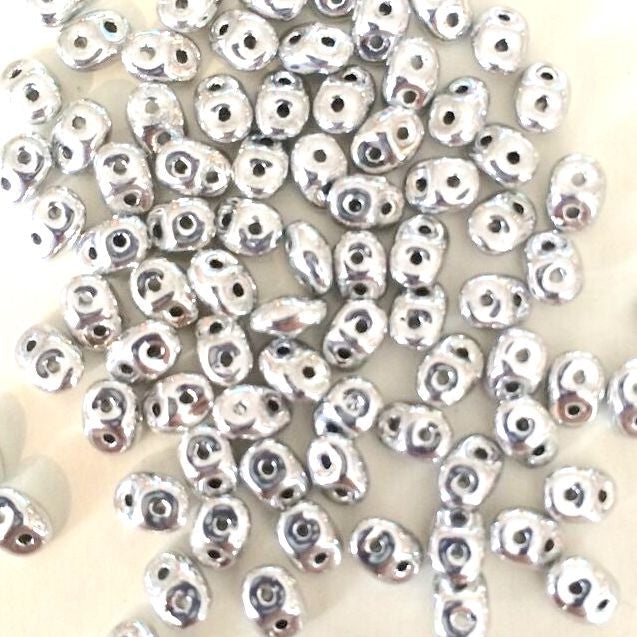 SuperDuo beads - Silver